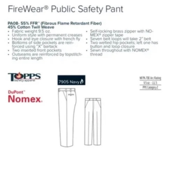 Topps Safety Firewear Pants PA08-7905 - Picture 3 of 10